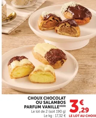 Choux Chocolat ou Salambos Parfum Vanille