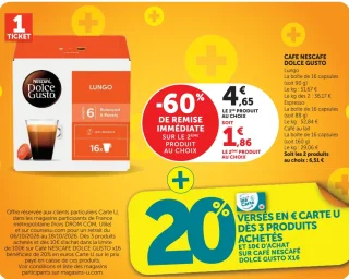 Café Nescafe Dolce Gusto (Lungo, Espresso, Café au lait)