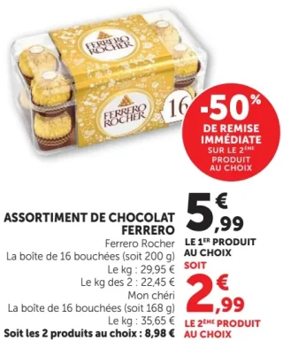 Assortiment de chocolat Ferrero Rocher ou Mon Chéri