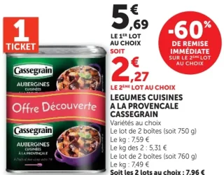 Aubergines cuisinées à la provençale Cassegrain