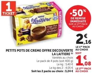 Petits pots de crème offre découverte La Laitière