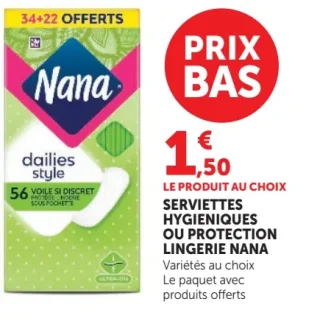 Serviettes hygiéniques ou protection lingerie Nana