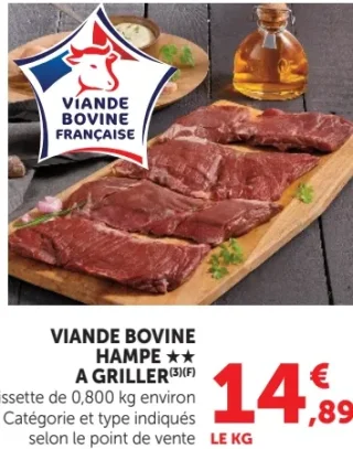 Viande bovine hampe ** à griller