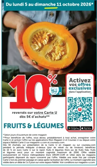 FRUITS & LÉGUMES - 10% reversés sur votre Carte U