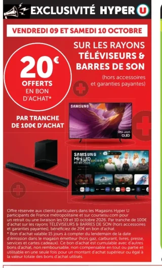 Sur les rayons Téléviseurs & Barres de son (hors accessoires et garanties payantes)