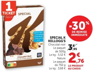Special K Kellogg's Chocolat noir ou Nature
