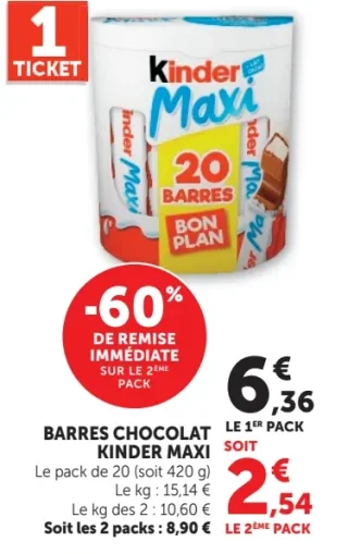 Barres chocolat Kinder Maxi