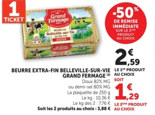 Beurre extra-fin Belleville-sur-Vie Grand Fermage