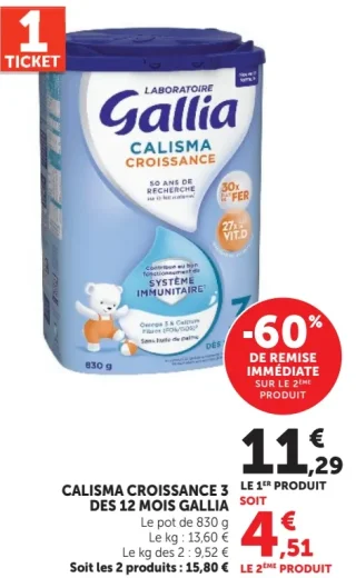 Lait infantile Calisma Croissance 3 Gallia