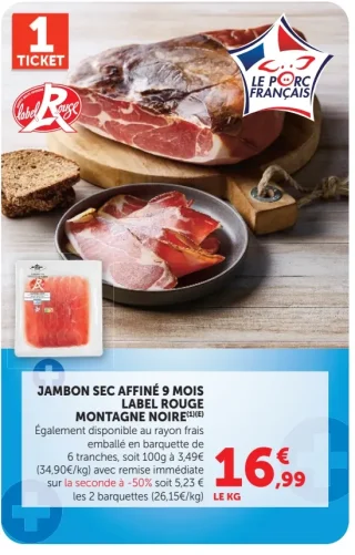 Jambon Sec Affiné 9 Mois Label Rouge Montagne Noire