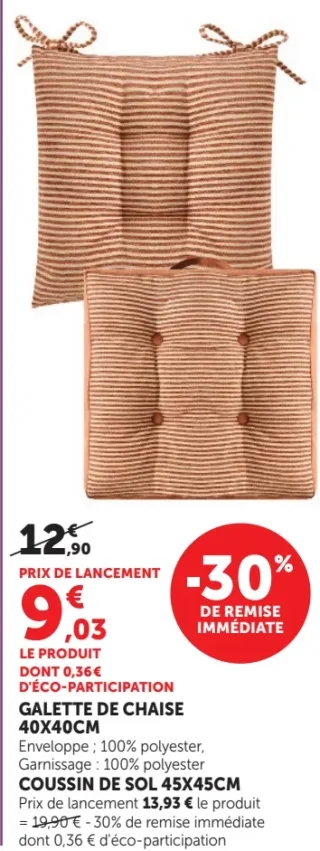 U Maison Galette de chaise 40x40cm / Coussin de sol 45x45cm