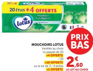 Mouchoirs Menthol Eucalyptol Lotus
