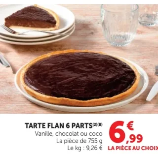 Tarte Flan 6 Parts Vanille, chocolat ou coco