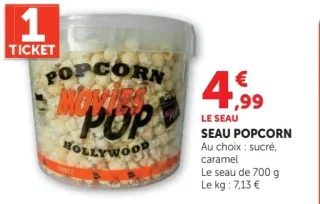 Seau popcorn Hollywood Movies Pop