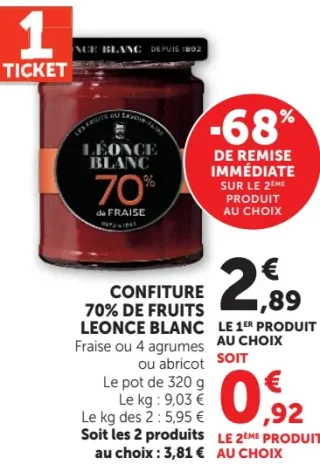 CONFITURE 70% DE FRUITS LEONCE BLANC