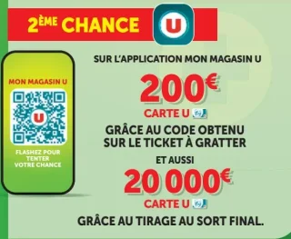 Jeu Les 20 Jours Plus - 2ème Chance : 200€ Carte U et tirage au sort 20 000€