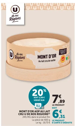 Mont D'Or AOP au lait cru U de nos Régions