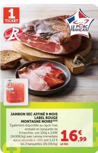 Jambon Sec Affiné 9 Mois Label Rouge Montagne Noire