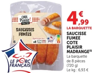 Saucisses fumées Côté Plaisir Madrange