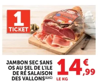 Jambon sec sans os au sel de l'île de Ré Salaison des Vallons