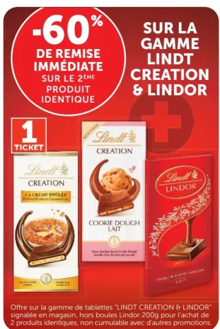 Gamme de tablettes de chocolat Lindt Création & Lindor