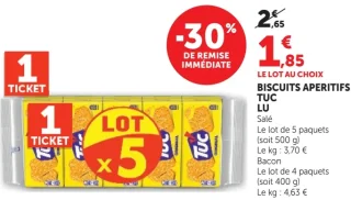 Biscuits Aperitifs Tuc LU Salé ou Bacon