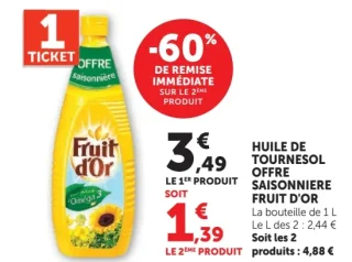 Huile de tournesol offre saisonnière Fruit d'Or