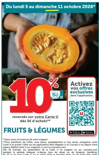 Fruits & Légumes : 10% reversés sur votre Carte U