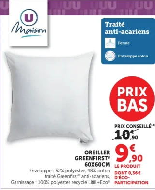 Oreiller Greenfirst 60x60cm