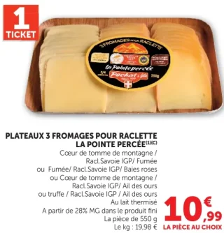 Plateaux 3 fromages pour raclette La Pointe Percée