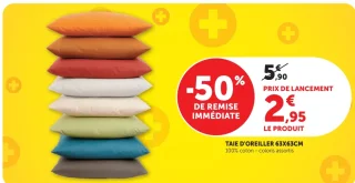 Taie d'oreiller 63x63cm 100% coton