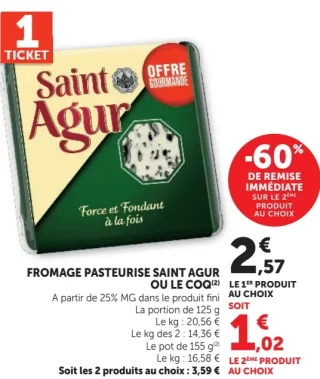 FROMAGE PASTEURISE SAINT AGUR OU LE COQ