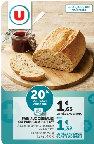 Pain aux céréales ou pain complet U