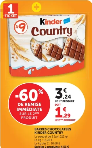 Barres chocolatées Kinder Country