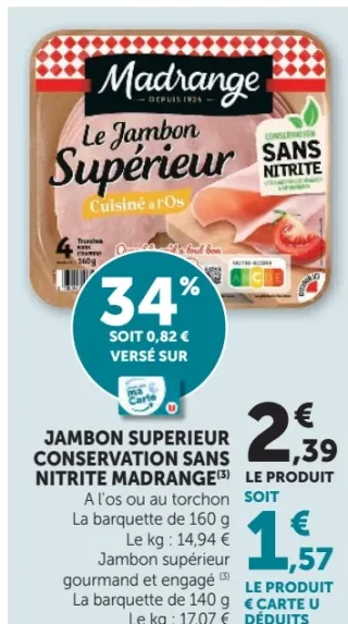 Jambon Supérieur Conservation Sans Nitrite Madrange