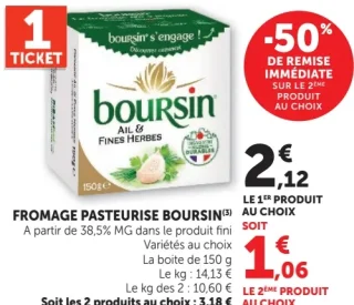 Fromage pasteurisé Boursin Ail & fines herbes
