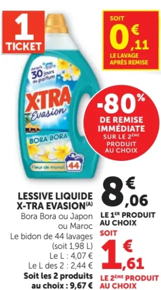 Lessive liquide X-Tra Evasion Bora Bora, Japon ou Maroc