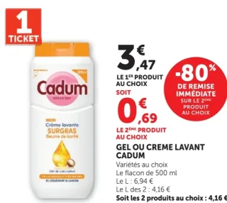 Gel ou crème lavant Cadum