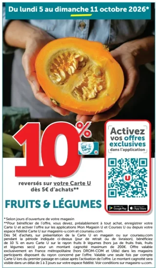 Fruits & Légumes - 10% reversés sur votre Carte U