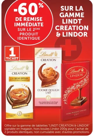 Tablettes de chocolat Lindt Création & Lindor