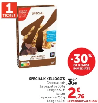 SPECIAL K KELLOGG'S Chocolat noir ou Nature