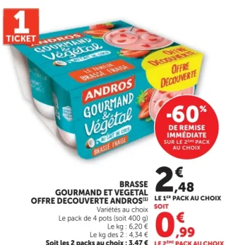 Brasse gourmand et vegetal offre decouverte Andros