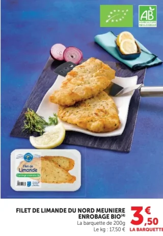 Filet de limande du Nord meunière enrobage bio