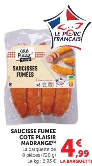 Saucisse fumée Côte Plaisir Madrange