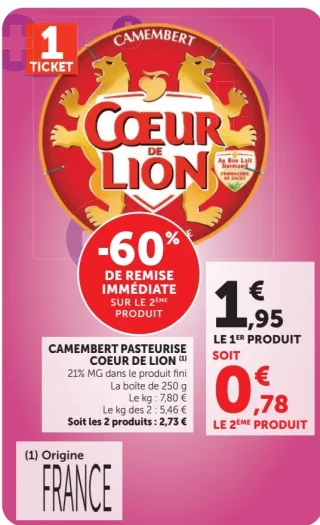 Camembert Pasteursé Coeur de Lion