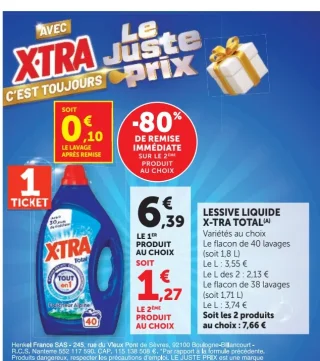 Lessive Liquide X-Tra Total Fraîcheur Alpine