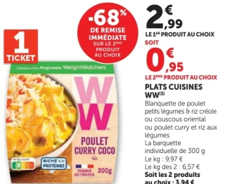 Plats cuisinés WW Poulet Curry Coco