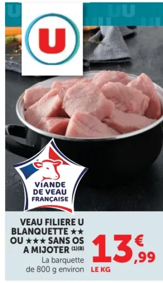 Veau Filière U Blanquette sans os ou à mijoter