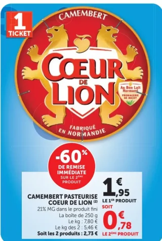 Camembert pasteurisé Coeur de Lion