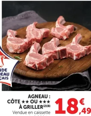 Agneau : Côte ** ou *** à griller